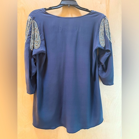 Yigal Azrouel Blue Embellished Relaxed Blouse - Picture 10 of 12